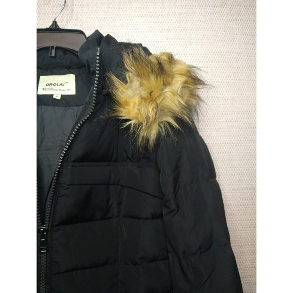 Black Orolay Duck Down feathered Jacket with large pockets size Medium - Picture 3 of 11